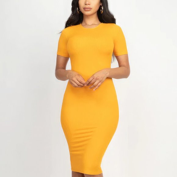 Bodycon Midi Dress, Gold Tone Is Visible At Neck main image 1